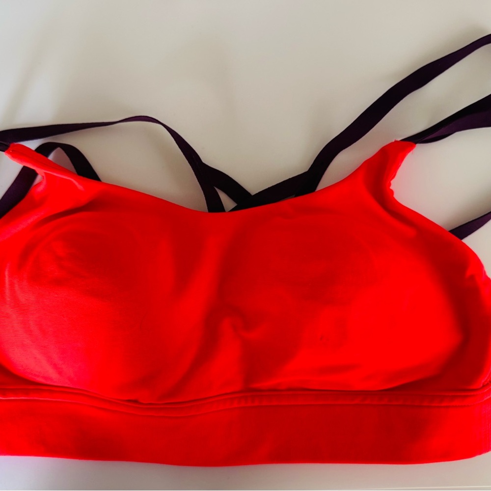 Under Armour Size XS Women Bright Orange/Purple Sports Bra Criss-Cross Wireless